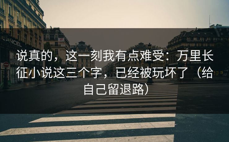 说真的，这一刻我有点难受：万里长征小说这三个字，已经被玩坏了（给自己留退路）