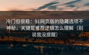 冷门但很稳：91网页版的隐藏选项不神秘，关键是推荐逻辑怎么理解（别说我没提醒）