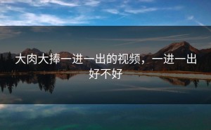 大肉大捧一进一出的视频，一进一出好不好