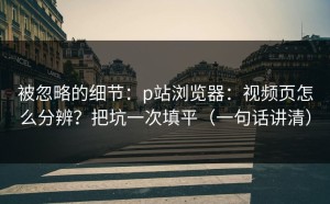 被忽略的细节：p站浏览器：视频页怎么分辨？把坑一次填平（一句话讲清）