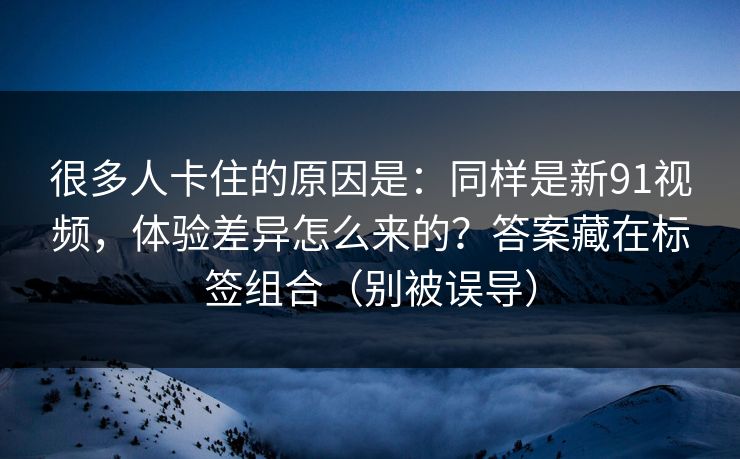 很多人卡住的原因是：同样是新91视频，体验差异怎么来的？答案藏在标签组合（别被误导）
